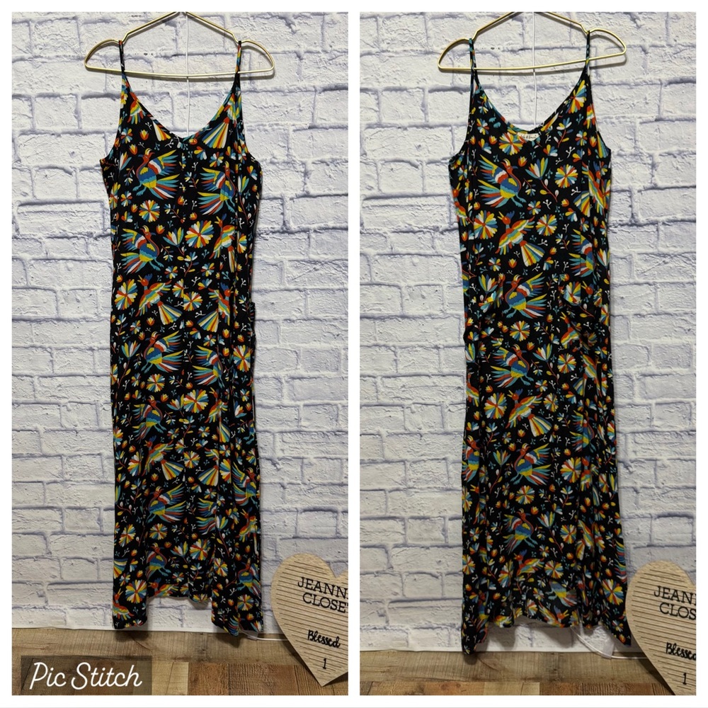 GABY & GRACIE Colorful Bird Print Maxi Summer Dress